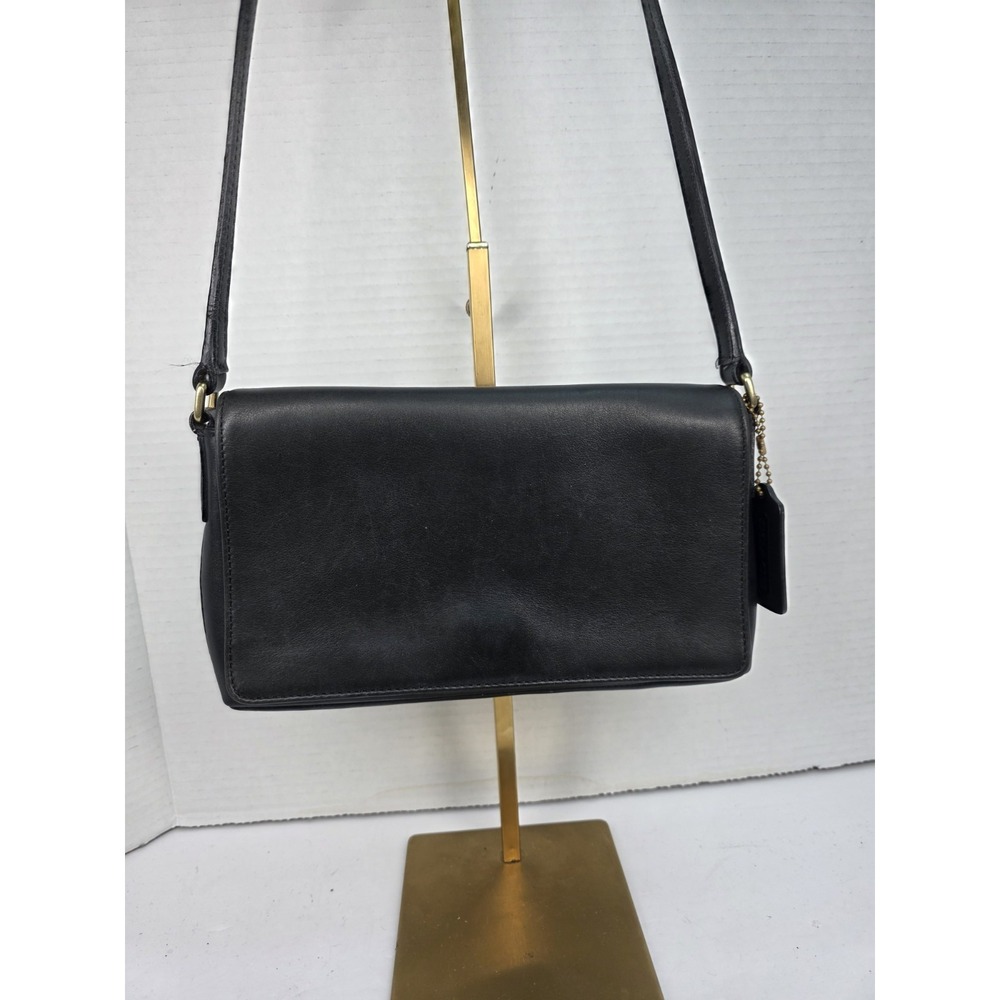 Vintage‎ Coach Legacy West Demi Flap Shoulder Bag In Black Leather G33-9599